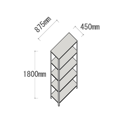 L-3645-5 軽量ラック 5段 幅875×奥行450×高さ1800mm L-3645-5