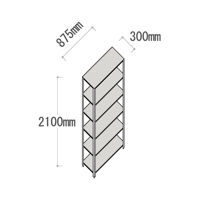 L-3730-6 軽量ラック 6段 幅875×奥行300×高さ2100mm L-3730-6
