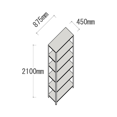 L-3745-6 軽量ラック 6段 幅875×奥行450×高さ2100mm L-3745-6