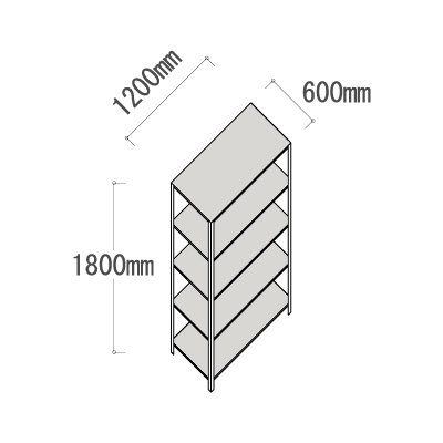 L-4660-5 軽量ラック 5段 幅1200×奥行600×高さ1800mm L-4660-5