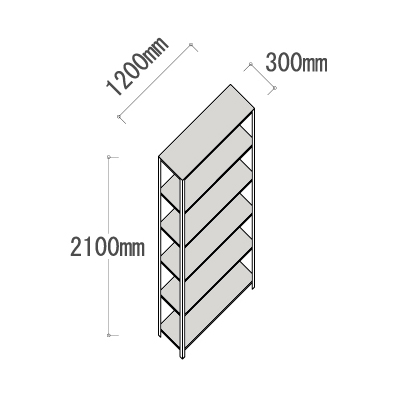 L-4730-6 軽量ラック 6段 幅1200×奥行300×高さ2100mm L-4730-6