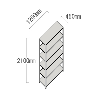 L-4745-6 軽量ラック 6段 幅1200×奥行450×高さ2100mm L-4745-6