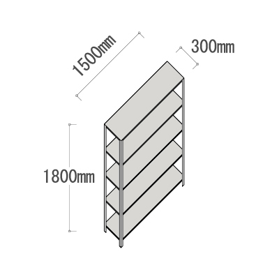 L-5630-5 軽量ラック 5段 幅1500×奥行300×高さ1800mm L-5630-5