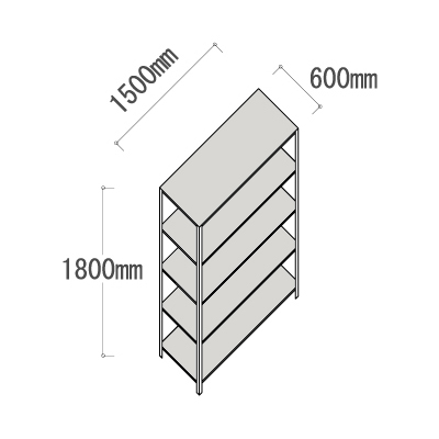 L-5660-5 軽量ラック 5段 幅1500×奥行600×高さ1800mm L-5660-5