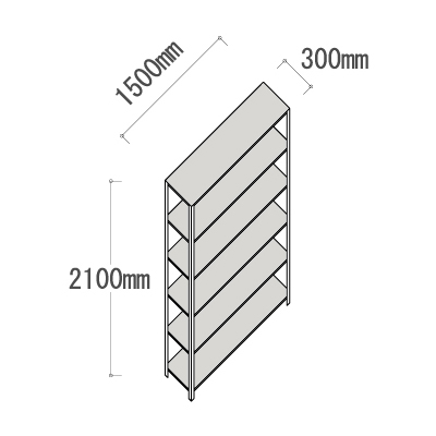 L-5730-6 軽量ラック 6段 幅1500×奥行300×高さ2100mm L-5730-6
