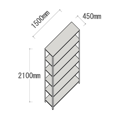 L-5745-6 軽量ラック 6段 幅1500×奥行450×高さ2100mm L-5745-6