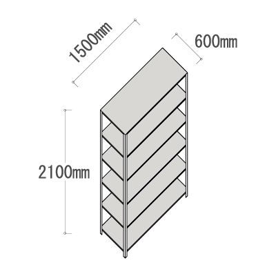 L-5760-6 軽量ラック 6段 幅1500×奥行600×高さ2100mm L-5760-6