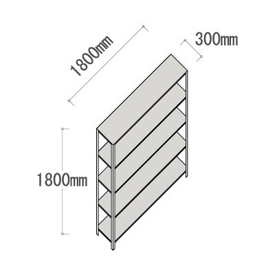 L-6630-5 軽量ラック 5段 幅1800×奥行300×高さ1800mm L-6630-5