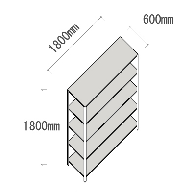 L-6660-5 軽量ラック 5段 幅1800×奥行600×高さ1800mm L-6660-5