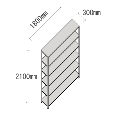 L-6730-6 軽量ラック 6段 幅1800×奥行300×高さ2100mm L-6730-6