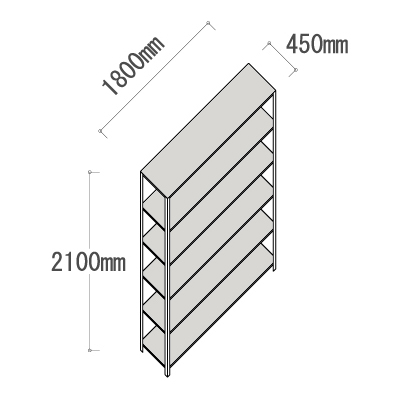 L-6745-6 軽量ラック 6段 幅1800×奥行450×高さ2100mm L-6745-6