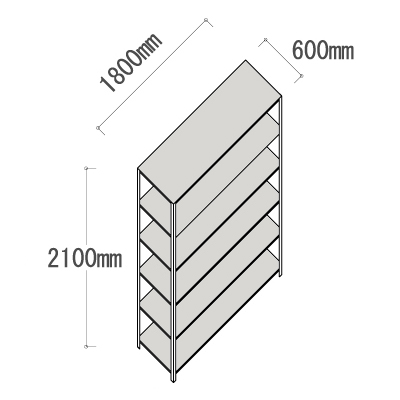 L-6760-6 軽量ラック 6段 幅1800×奥行600×高さ2100mm L-6760-6