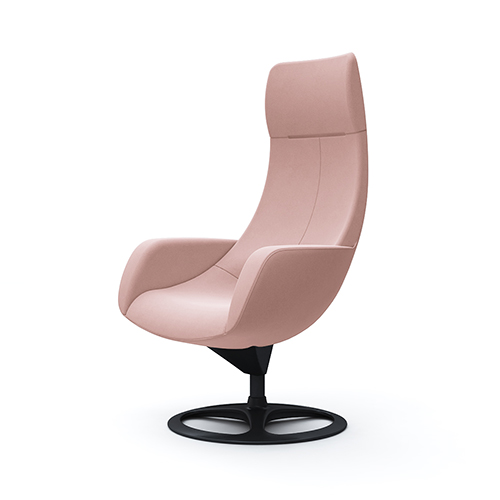 L147ER-FXW8 パーソナルチェア エクストラハイバック 肘付き (アルミベース:ブラック) ペールピンク L147ER-FXW8