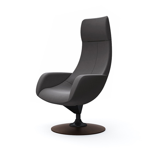 L147ES-FXW0 パーソナルチェア エクストラハイバック 肘付き (木製ベース:ダーク) ダークグレー L147ES-FXW0