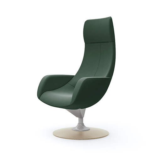 L147EZ-FXW5 パーソナルチェア エクストラハイバック 肘付き (木製ベース:ライト) ダークグリーン L147EZ-FXW5