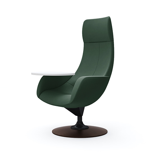 L149ES-FXW5 パーソナルチェア エクストラハイバック タブレット付き (木製ベース:ダーク) ダークグリーン L149ES-FXW5