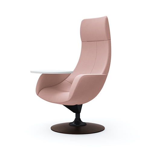 L149ES-FXW8 パーソナルチェア エクストラハイバック タブレット付き (木製ベース:ダーク) ペールピンク L149ES-FXW8