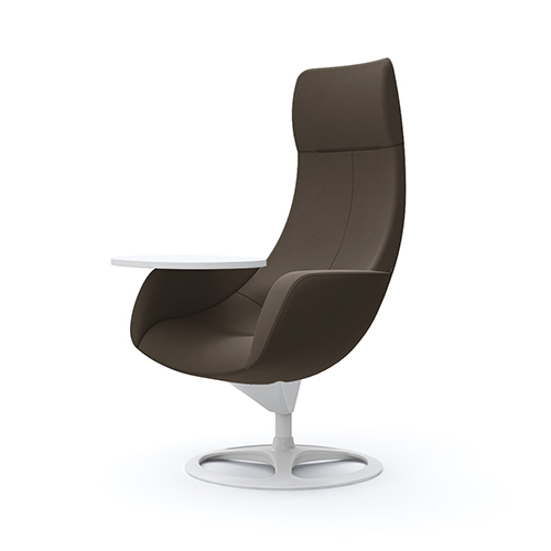 L149EW-FXW3 パーソナルチェア エクストラハイバック タブレット付き (アルミベース:ホワイト) ダークブラウン L149EW-FXW3