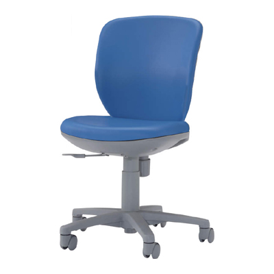 No.290S ビジネスチェアー ビニールレザー張り 肘なし ブルー 758-04