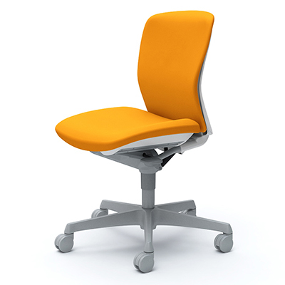 C331WR-FSG8 オフィスシーティング ローバック 肘なし (ホワイトシェル) オレンジ C331WR-FSG8