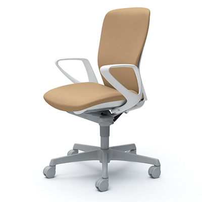 C345WR-FSF7 オフィスシーティング ハイバック デザインアーム (ホワイトシェル) ベージュ C345WR-FSF7