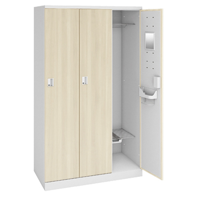 4563AG-ZF51 ICカード錠 (ビジター仕様) 3人用ロッカー ワイド1050mm プライズウッドライト 4563AG-ZF51