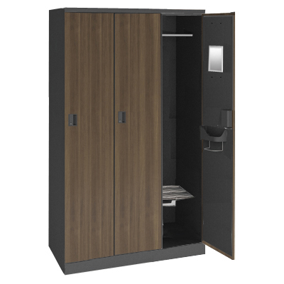 4563AG-ZJ33 ICカード錠 (ビジター仕様) 3人用ロッカー ワイド1050mm プライズウッドダーク 4563AG-ZJ33
