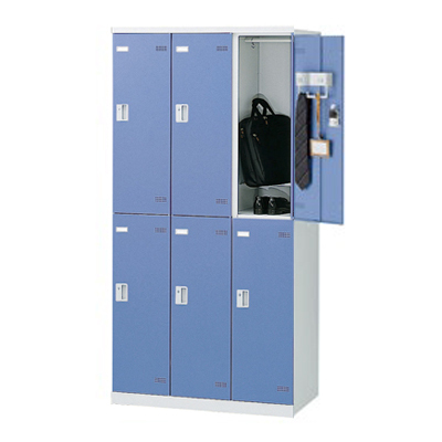 SLBB-6-R 6人用 コインリターン式ロッカー ブルー SLBB-6-R