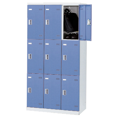 SLBB-9-R 9人用 コインリターン式ロッカー ブルー SLBB-9-R