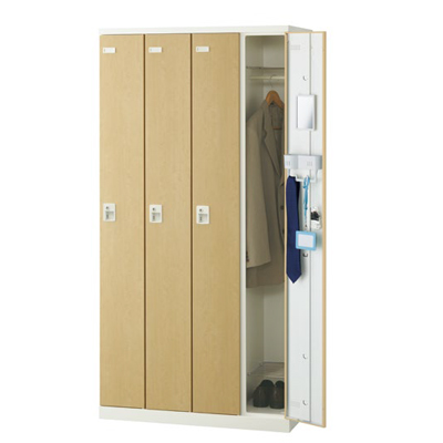 SLBL-4-T2 内筒交換錠式 4人用 木目扉ロッカー ナチュラル SLBL-4-T2