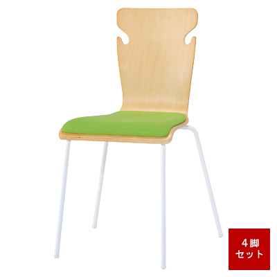 BSC-W19-LM 木製ミーティングチェアー (クッションタイプ) 4脚セット ライム BSC-W19-LM