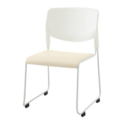 952-0691 ミーティングチェア(スタッキング) 座パッド付き ホワイト 952-0691