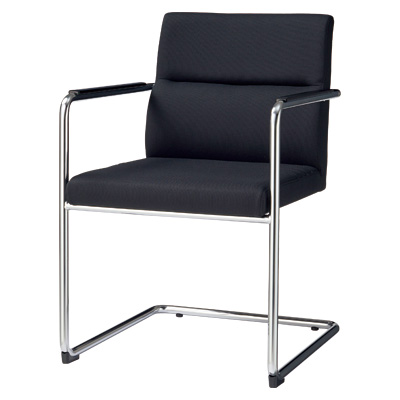 No.1515F ミーティング用チェアー キャンチレバー脚 布張り ブラック 446-18