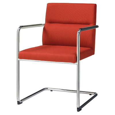 No.1515F ミーティング用チェアー キャンチレバー脚 布張り ローズ 446-16