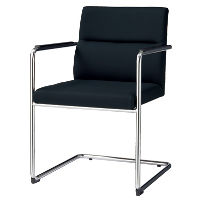 No.1515S ミーティング用チェアー キャンチレバー脚 レザー張り ブラック 446-27