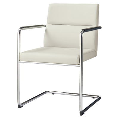 No.1515S ミーティング用チェアー キャンチレバー脚 レザー張り ホワイト 446-28