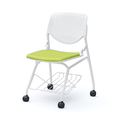 81S1GY-PD32 ルナ 棚付き (ホワイト) ビニールレザー ライムグリーン 81S1GY-PD32