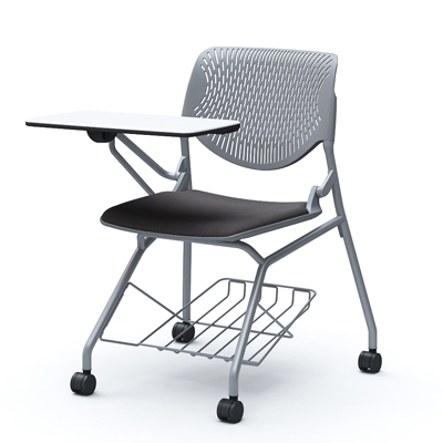 81S1HN-FSG2 ルナ テーブル付き/棚付き (シルバー) 布張り ミディアムグレー 81S1HN-FSG2