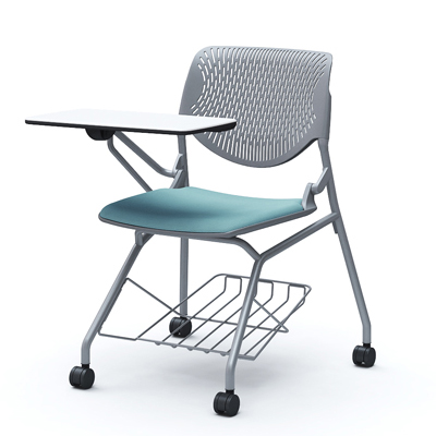 81S1HN-FSG7 ルナ テーブル付き/棚付き (シルバー) 布張り セージ 81S1HN-FSG7