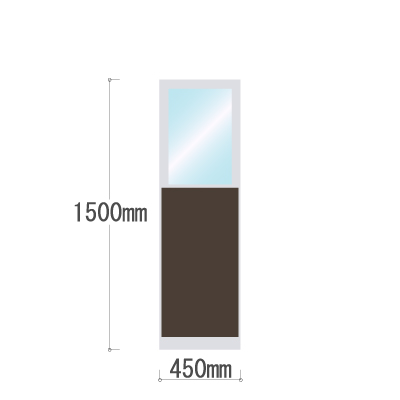 LPX-PAK1504BR 布張りパネル 上部カスミ窓 幅450×高さ1500mm ブラウン LPX-PAK1504BR