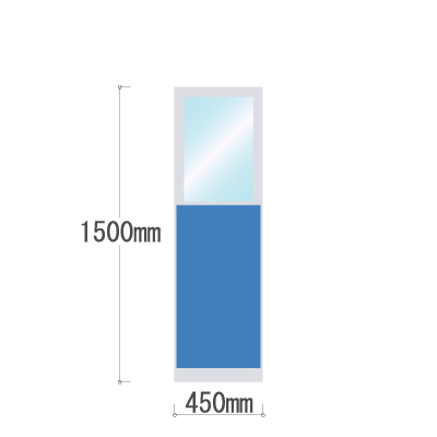 LPX-PAK1504BU 布張りパネル 上部カスミ窓 幅450×高さ1500mm ブルー LPX-PAK1504BU