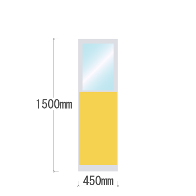 LPX-PAK1504YE 布張りパネル 上部カスミ窓 幅450×高さ1500mm イエロー LPX-PAK1504YE