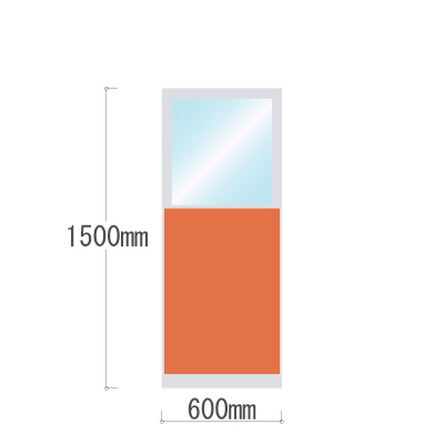 LPX-PAK1506OR 布張りパネル 上部カスミ窓 幅600×高さ1500mm オレンジ LPX-PAK1506OR