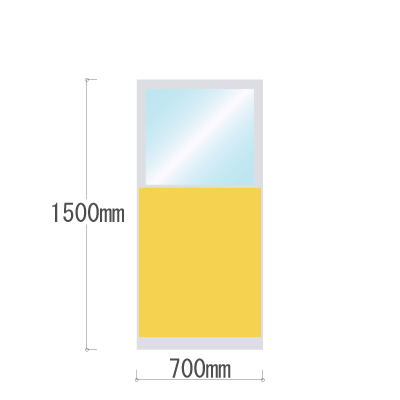 LPX-PAK1507YE 布張りパネル 上部カスミ窓 幅700×高さ1500mm イエロー LPX-PAK1507YE