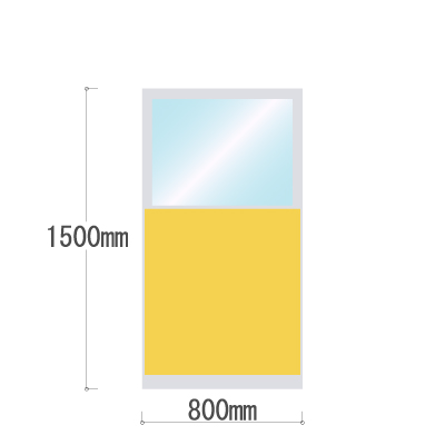 LPX-PAK1508YE 布張りパネル 上部カスミ窓 幅800×高さ1500mm イエロー LPX-PAK1508YE