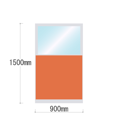 LPX-PAK1509OR 布張りパネル 上部カスミ窓 幅900×高さ1500mm オレンジ LPX-PAK1509OR