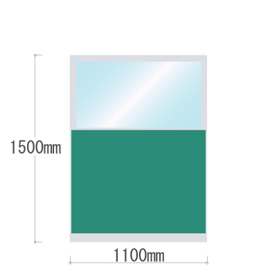 LPX-PAK1511GN 布張りパネル 上部カスミ窓 幅1100×高さ1500mm グリーン LPX-PAK1511GN