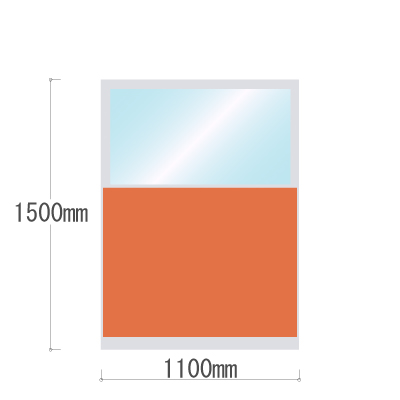 LPX-PAK1511OR 布張りパネル 上部カスミ窓 幅1100×高さ1500mm オレンジ LPX-PAK1511OR