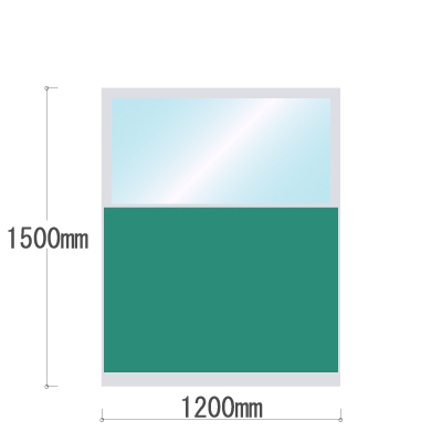 LPX-PAK1512GN 布張りパネル 上部カスミ窓 幅1200×高さ1500mm グリーン LPX-PAK1512GN