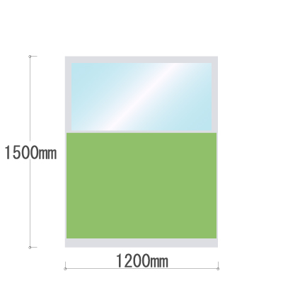 LPX-PAK1512LM 布張りパネル 上部カスミ窓 幅1200×高さ1500mm ライム LPX-PAK1512LM